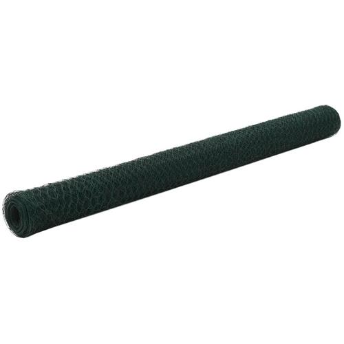 Hønsenet stål med PVC-belægning 25 x 1,5 m grøn