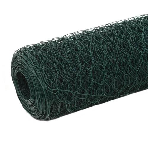 Hønsenet stål med PVC-belægning 25 x 1,5 m grøn