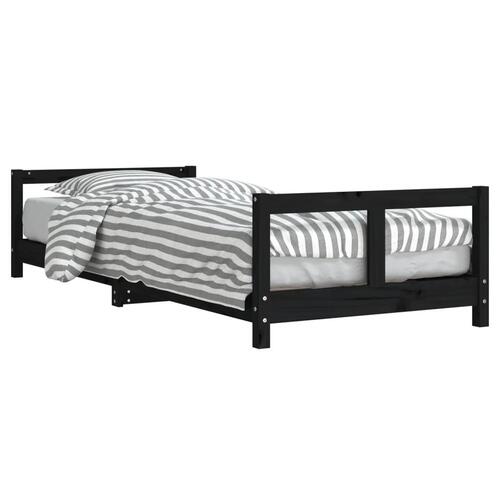 Sengeramme til juniorseng 80x200 cm massivt fyrretræ sort
