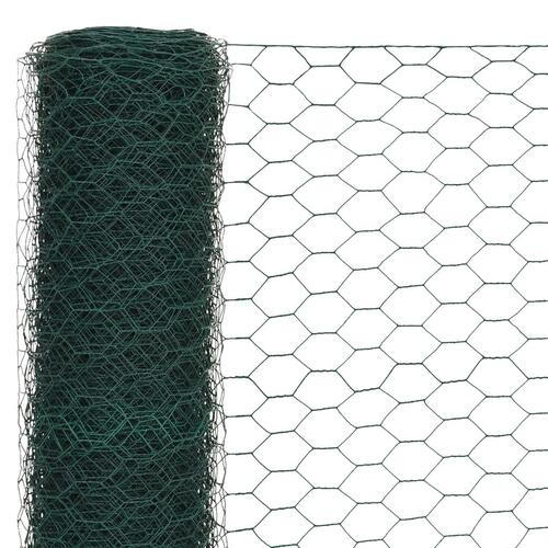 Hønsenet stål med PVC-belægning 25 x 1,5 m grøn
