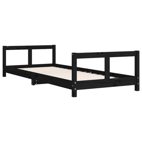 Sengeramme til juniorseng 80x200 cm massivt fyrretræ sort