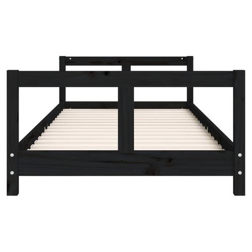 Sengeramme til juniorseng 80x200 cm massivt fyrretræ sort