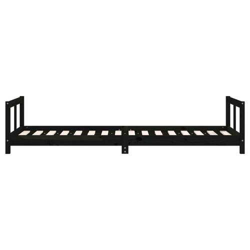 Sengeramme til juniorseng 80x200 cm massivt fyrretræ sort