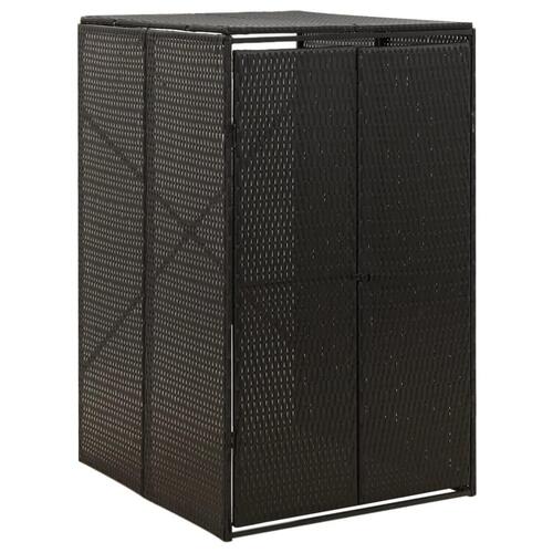 Skraldespandsskjuler 70x80x117 cm polyrattan sort