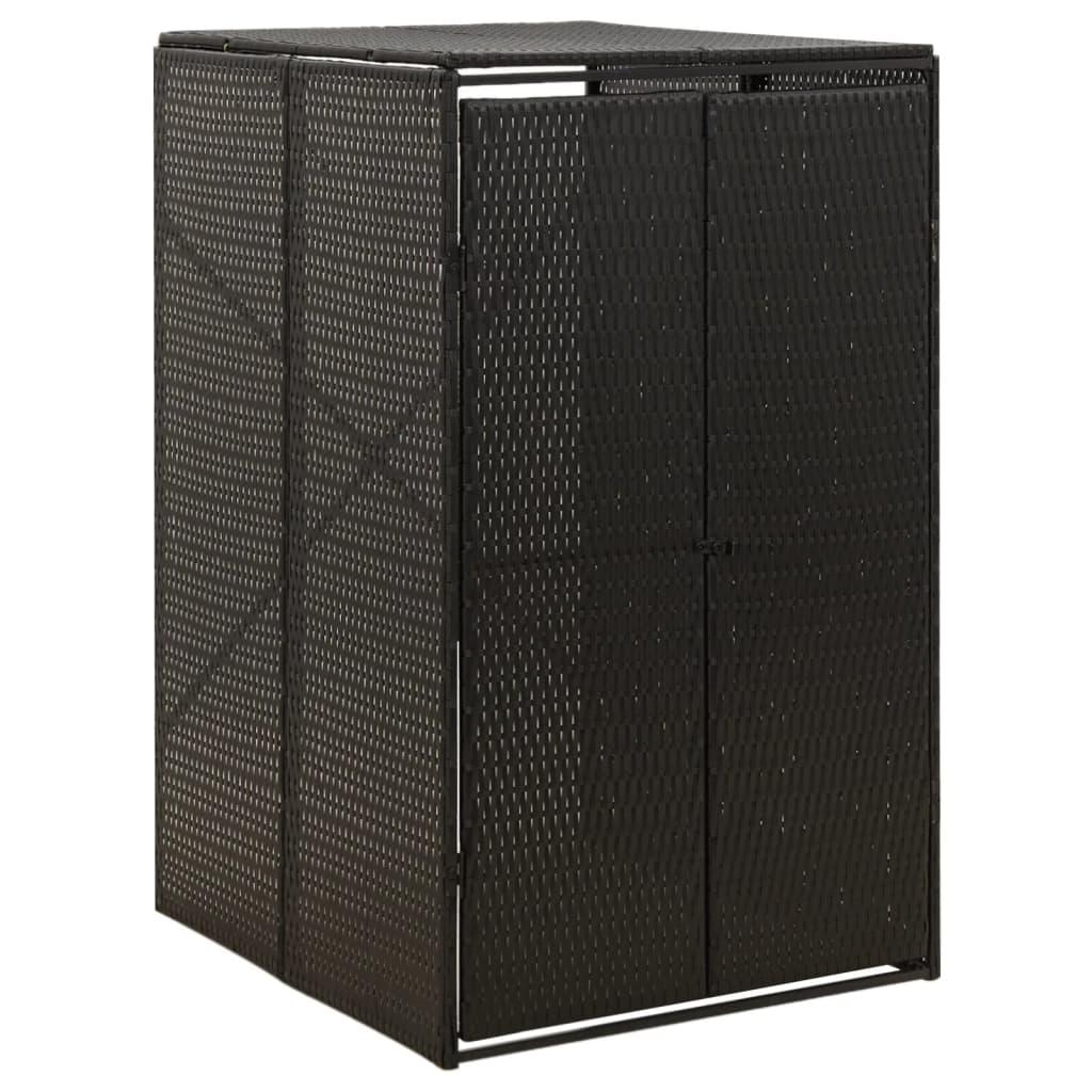 Skraldespandsskjuler 70x80x117 cm polyrattan sort