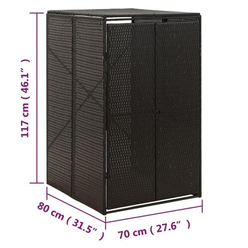 Skraldespandsskjuler 70x80x117 cm polyrattan sort