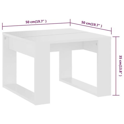 Sidebord 50x50x35 cm konstrueret træ hvid