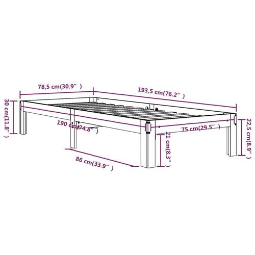 Sengeramme 75x190 cm massivt træ
