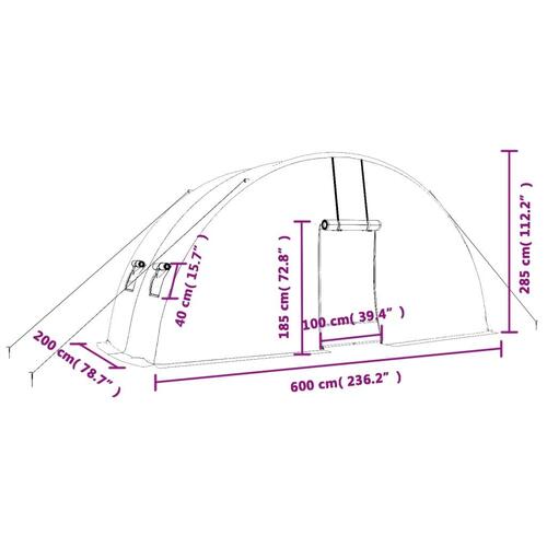 Drivhus med stålstel 12 m² 6x2x2,85 m hvid