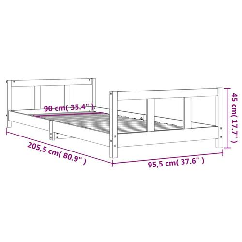 Sengeramme til juniorseng 90x200 cm massivt fyrretræ