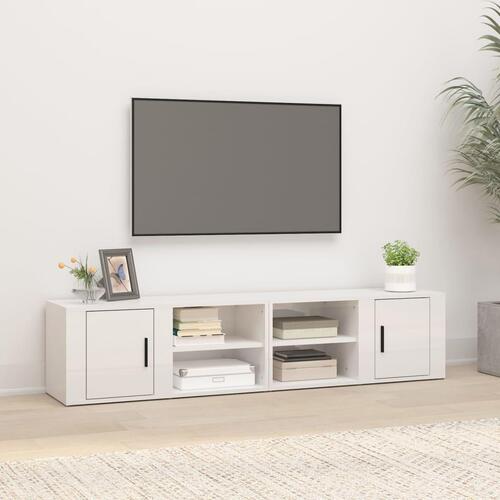 Tv-borde 2 stk. 80x31,5x36 cm konstrueret træ hvid højglans