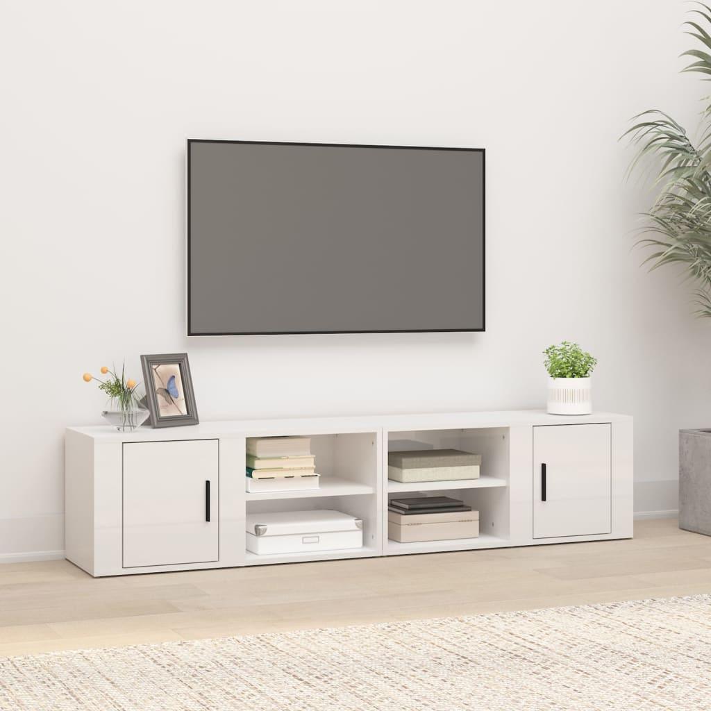 Tv-borde 2 stk. 80x31,5x36 cm konstrueret træ hvid højglans