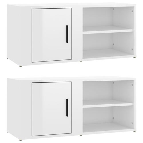 Tv-borde 2 stk. 80x31,5x36 cm konstrueret træ hvid højglans