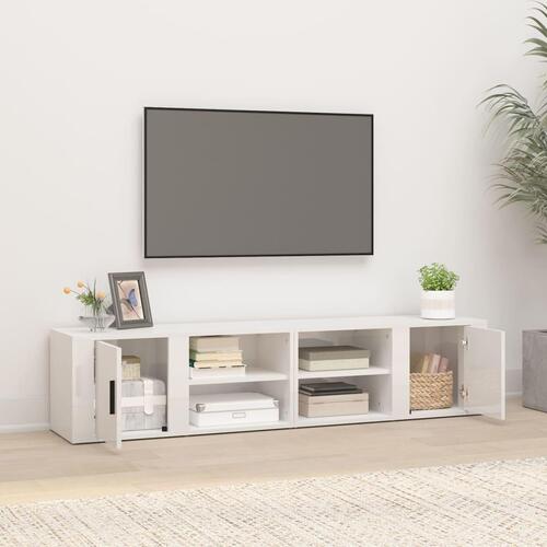 Tv-borde 2 stk. 80x31,5x36 cm konstrueret træ hvid højglans