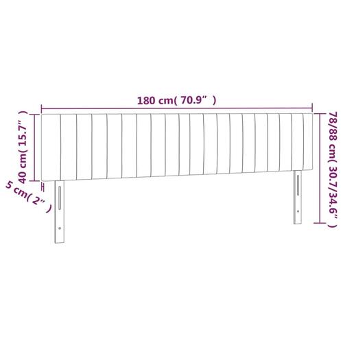 Sengegavl med LED-lys 180x5x78/88 cm stof lysegrå