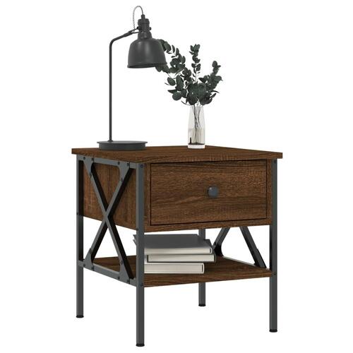 Sengeborde 2 stk. 40x42x45 cm konstrueret træ brun egetræsfarve