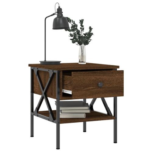 Sengeborde 2 stk. 40x42x45 cm konstrueret træ brun egetræsfarve