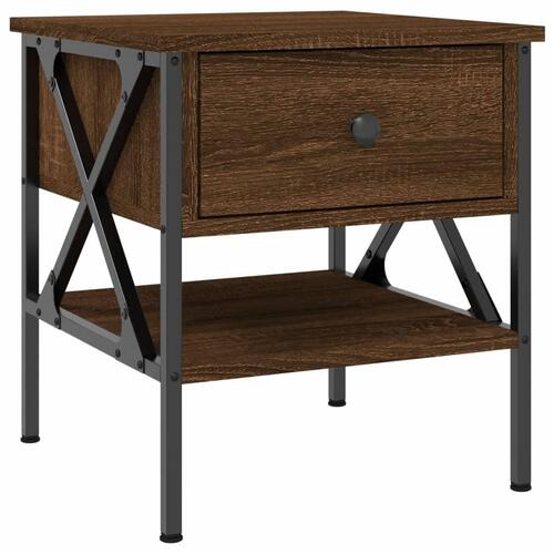 Sengeborde 2 stk. 40x42x45 cm konstrueret træ brun egetræsfarve