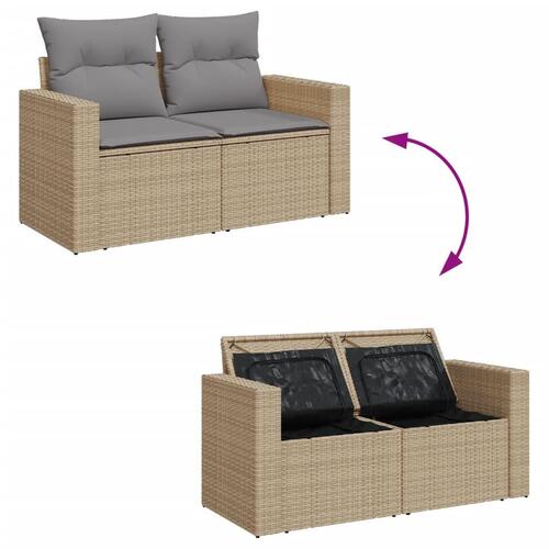 Havesofasæt 10 dele med hynder polyrattan beige