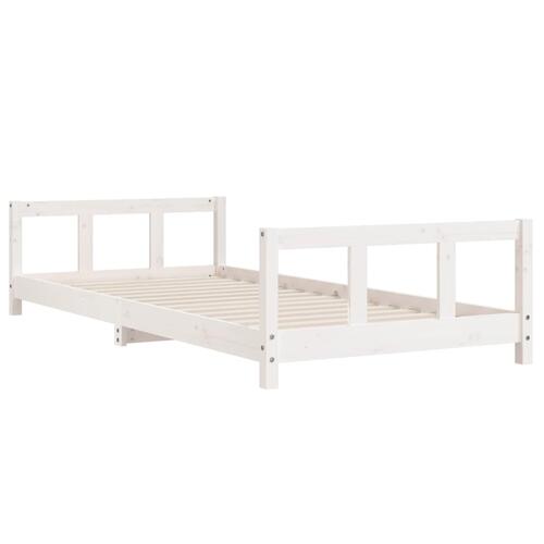 Sengeramme til juniorseng 90x200 cm massivt fyrretræ hvid