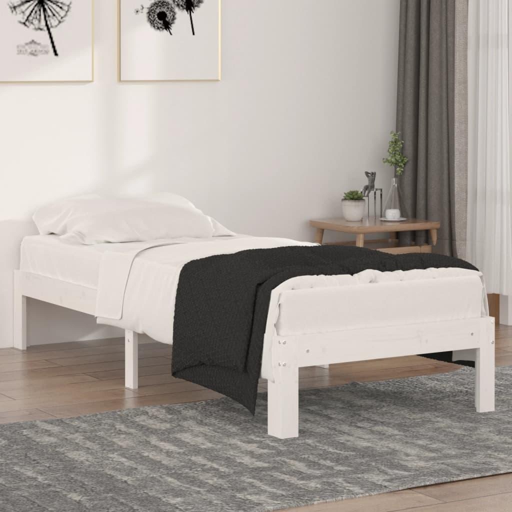 Sengeramme 75x190 cm Small Single massivt træ hvid