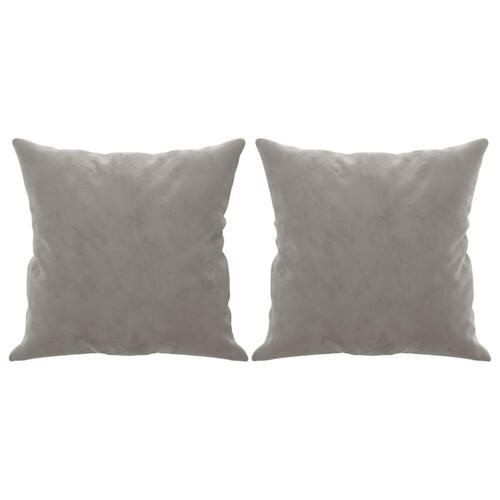 Pyntepuder 2 stk. 40x40 cm velour lysegrå
