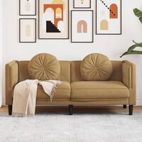 2-personers sofa med hynder imiteret ruskind brun
