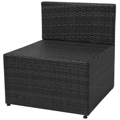 Haveloungesæt 5 dele med hynder polyrattan sort