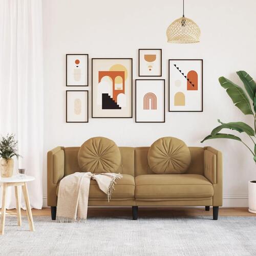 2-personers sofa med hynder imiteret ruskind brun
