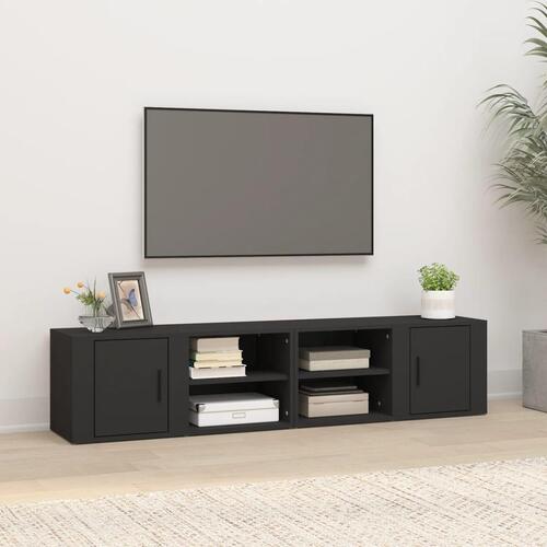 Tv-borde 2 stk. 80x31,5x36 cm konstrueret træ sort