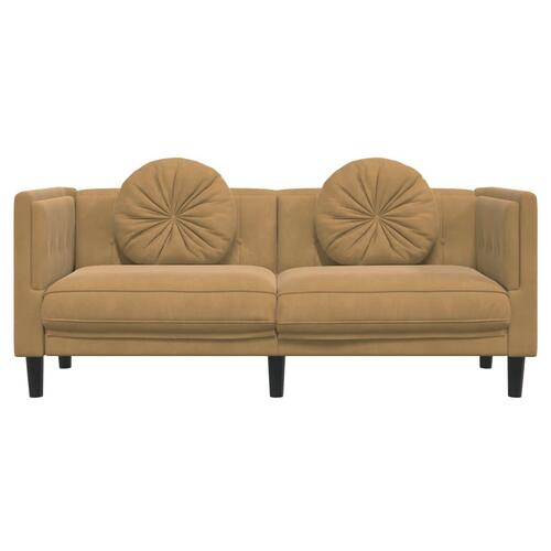 2-personers sofa med hynder imiteret ruskind brun