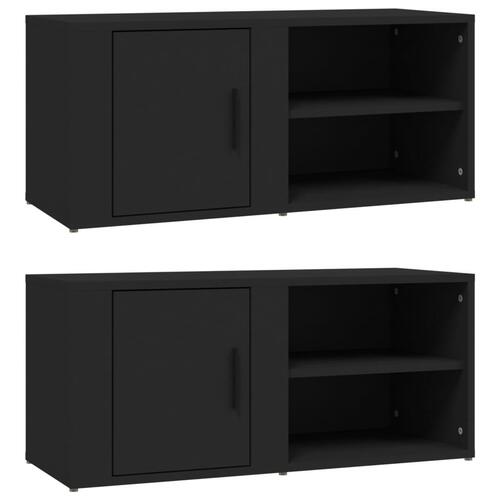 Tv-borde 2 stk. 80x31,5x36 cm konstrueret træ sort