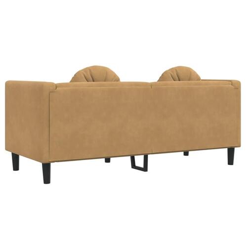 2-personers sofa med hynder imiteret ruskind brun
