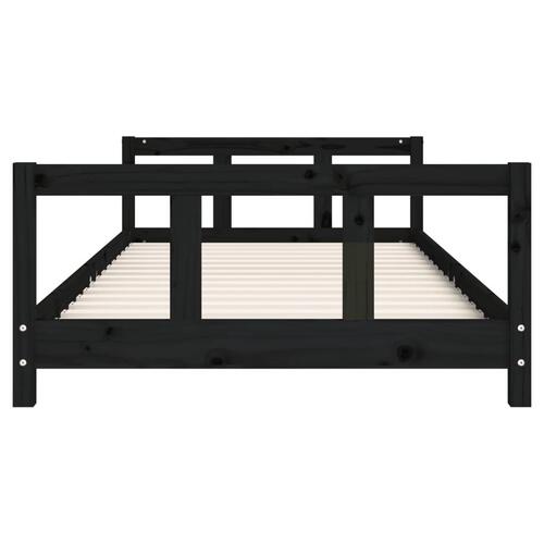 Sengeramme til juniorseng 90x200 cm massivt fyrretræ sort