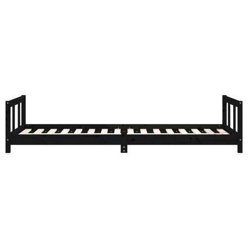 Sengeramme til juniorseng 90x200 cm massivt fyrretræ sort