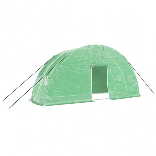 Drivhus med stålstel 12 m² - 6×2×2,85 m, grøn