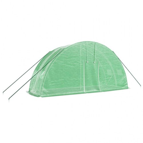 Drivhus med stålstel 12 m² - 6×2×2,85 m, grøn