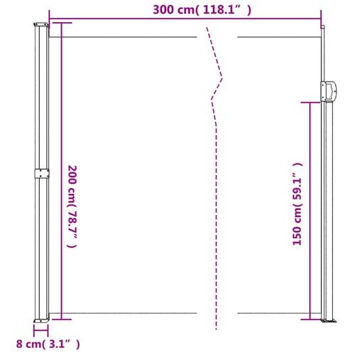 Sidemarkise 200x300 cm sammenrullelig sort