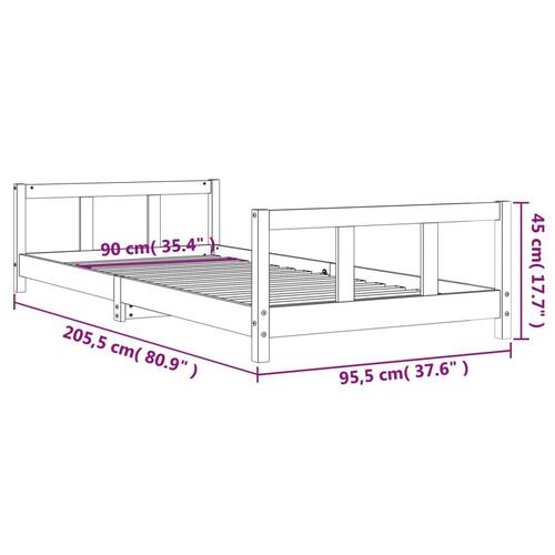 Sengeramme til juniorseng 90x200 cm massivt fyrretræ sort