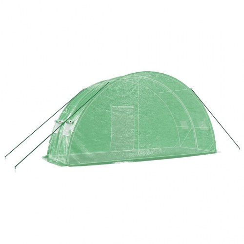 Drivhus med stålstel 12 m² - 6×2×2,85 m, grøn