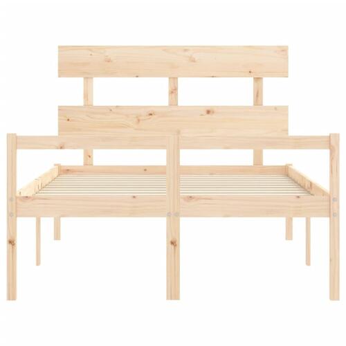 Seniorseng med sengegavl 140x200 cm massivt træ