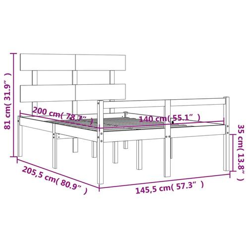 Seniorseng med sengegavl 140x200 cm massivt træ