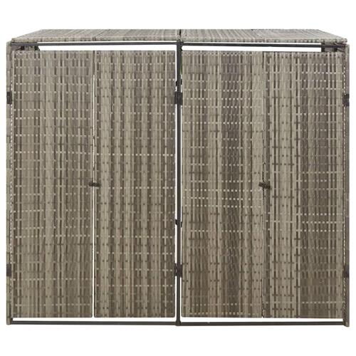 Dobbelt skraldespandsskjuler 140x80x117 cm polyrattan grå