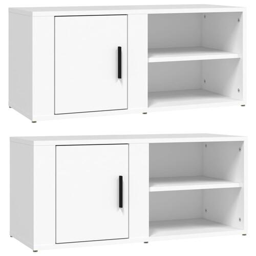 Tv-borde 2 stk. 80x31,5x36 cm konstrueret træ hvid