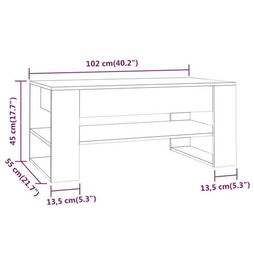 Sofabord 102x55x45 cm konstrueret træ betongrå