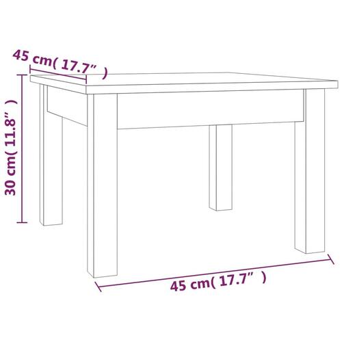 Sofabord 45x45x30 cm massivt fyrretræ hvid