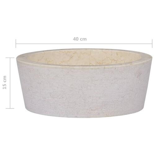 Håndvask Ø40x15 cm marmor cremefarvet