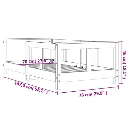 Sengeramme til juniorseng 70x140 cm massivt fyrretræ hvid