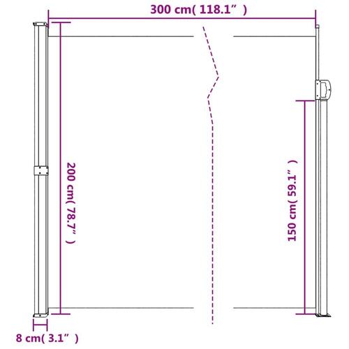 Sidemarkise 200x300 cm sammenrullelig antracitgrå