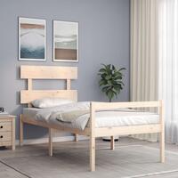 Seniorseng med sengegavl 90x200 cm massivt træ